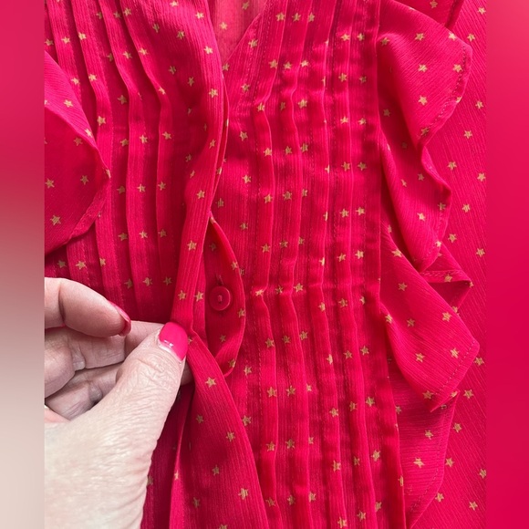 LOFT Raspberry Pink Long Sleeve Ruffle Blouse Women’s Size Small - Picture 12 of 16